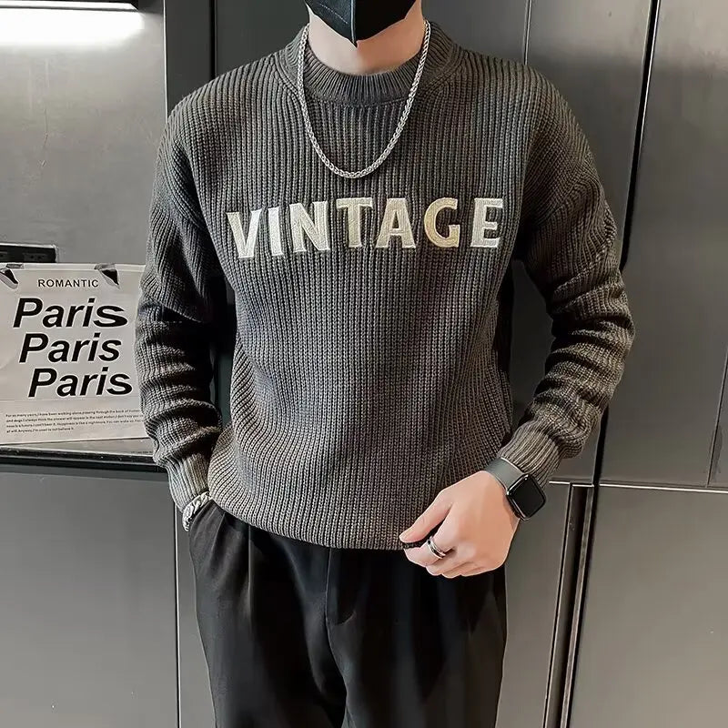 Men's Retro Thick Knit Sweater