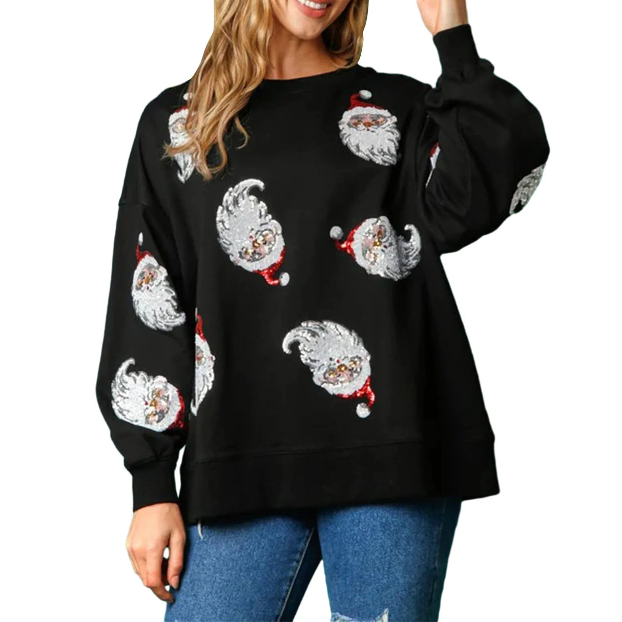 Women's Santa Claus Sequin Sweatshirt