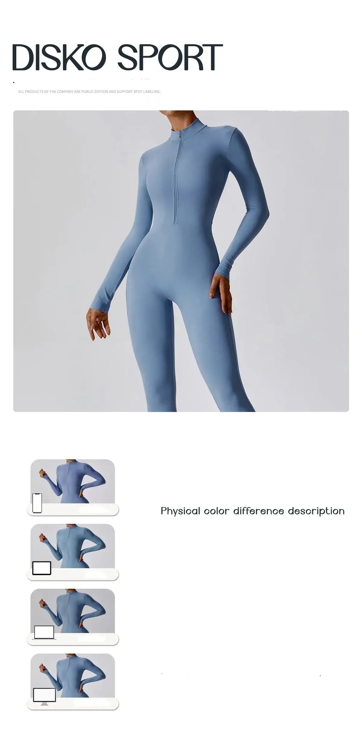 Women Fitness Zipper Long Sleeve Jumpsuit