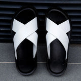Men Italian PU Leather Slip-On Slippers