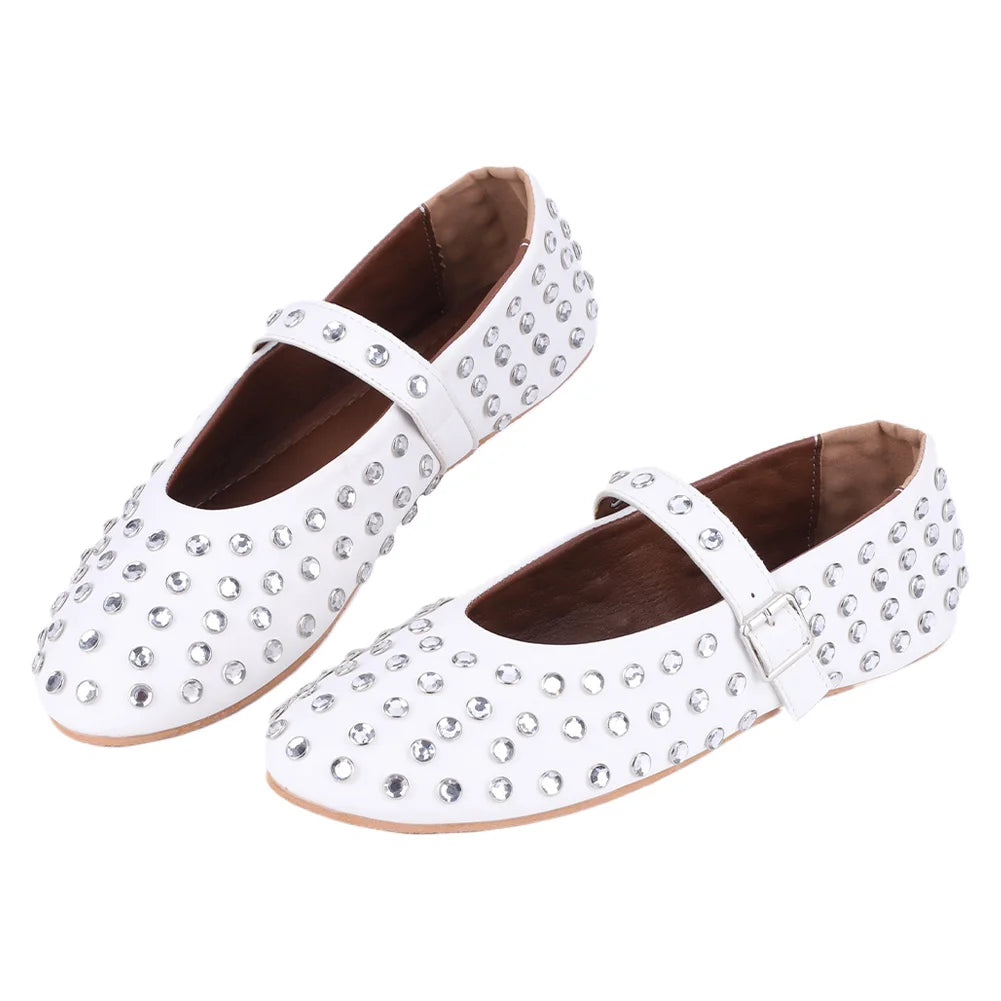 Women Crystal Ballerina Shoes Rhinestone Flats