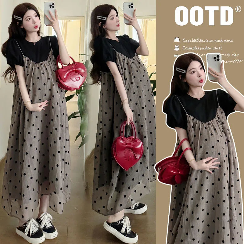 Summer Maternity Two-Piece Skirt Set