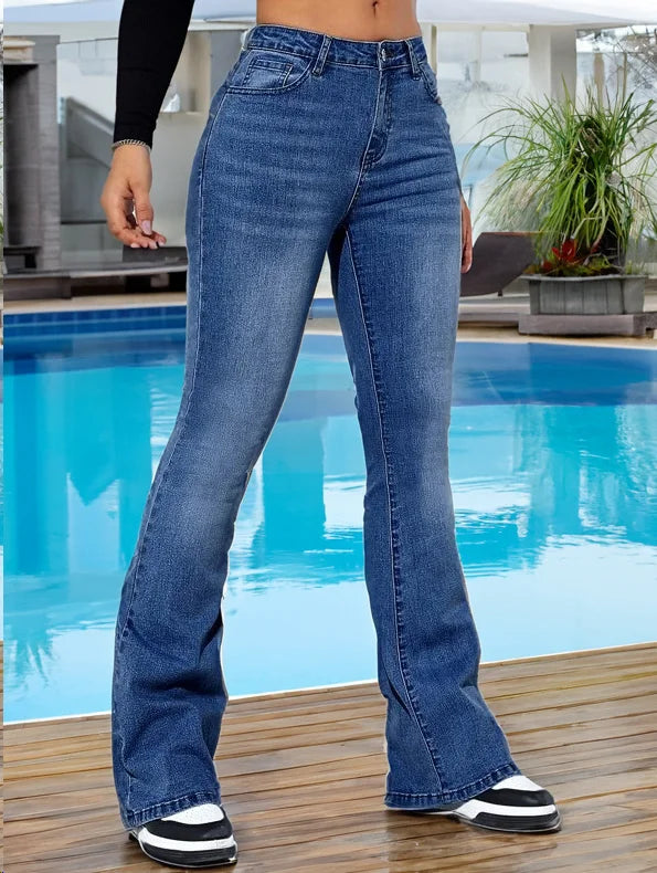 Women High Waist Flare Jeans