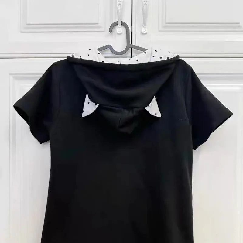 Black Cute Zipper Hoodie