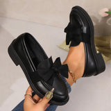 Women’s Bow Decor Leather Pointed Toe Loafers