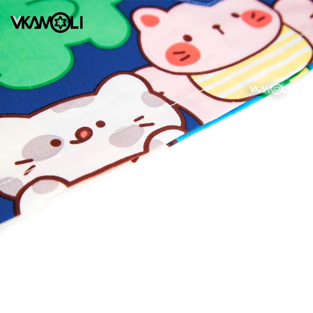 Colorful cartoon print of cute animals on a scrub top by VKAMOLI, perfect for medical professionals. Clearance sale.