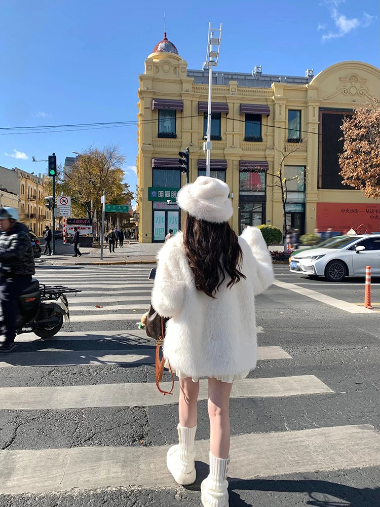Oversized Faux Fox Fur Winter Coat