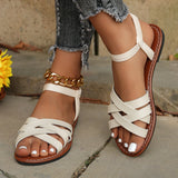 Women Flat Sandals Roman Strap Summer Shoes