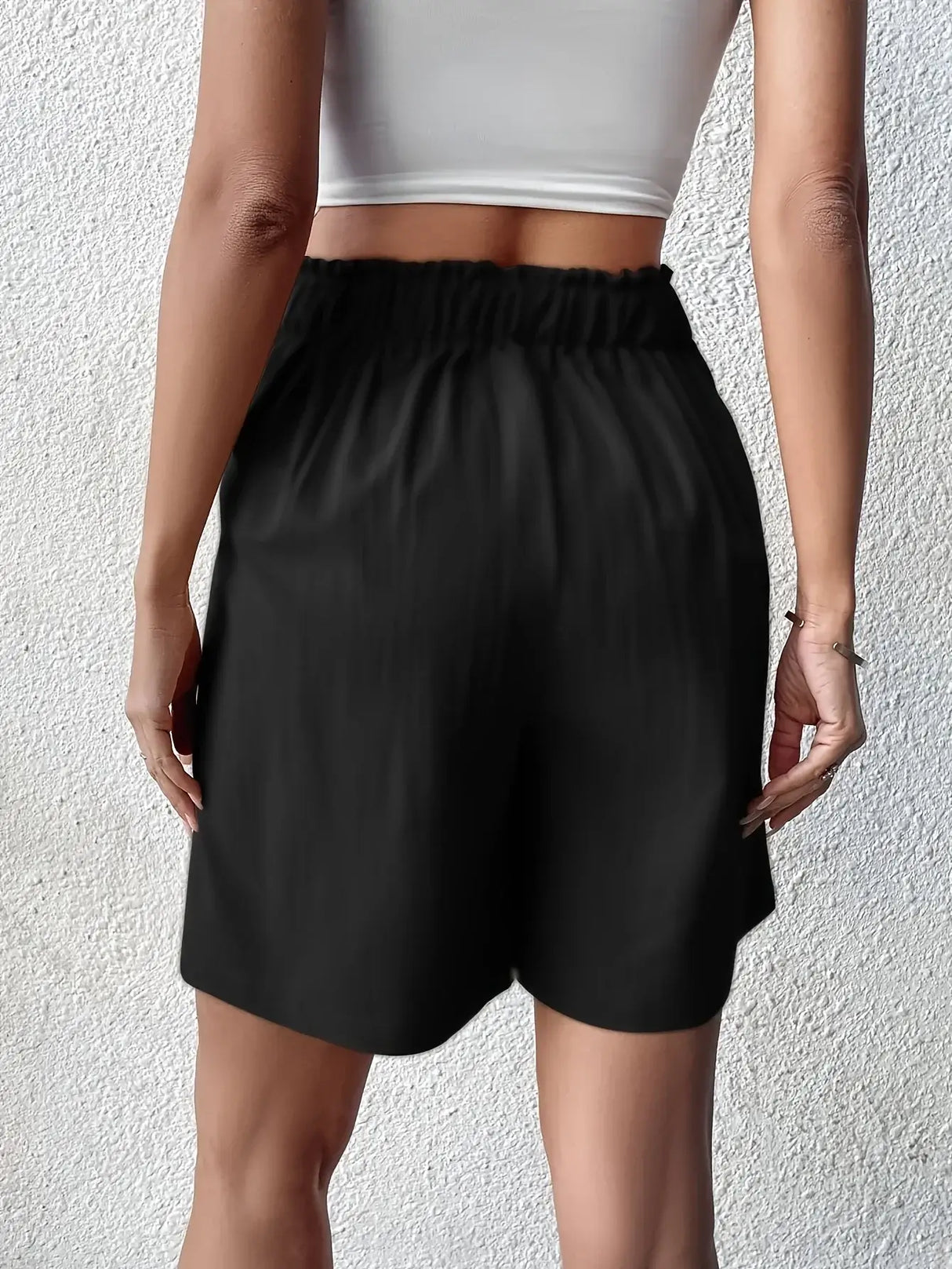 Women Plus Size Pleated High Waist Shorts