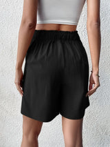 Women Plus Size Pleated High Waist Shorts