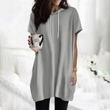 Women Oversized Short Sleeve Hoodie