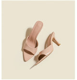 Slim Heel Pointed Toe Patent Slippers – 2025