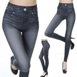 Women Denim Print Stretch Leggings