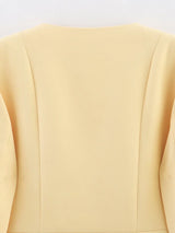 Elegant Yellow O-Neck Blazer Coat