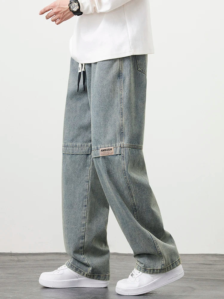 Men Retro Wide Leg Jeans