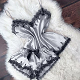 Women Velvet Cami Pajama Set with Bow