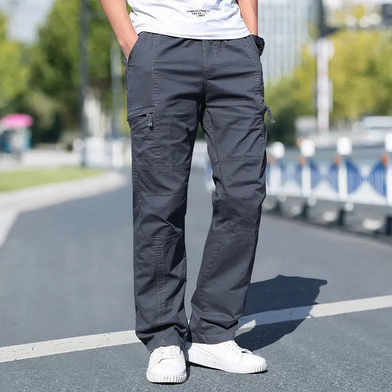 Men's Plus Size Cargo Pants – Black Cotton Joggers