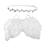 Baby angel wing costume set with headband for newborn photography, perfect for 0-12 months photoshoots.