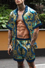 Men Hawaiian Floral Shorts Set