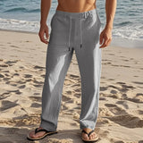 Men Drawstring Linen Pants