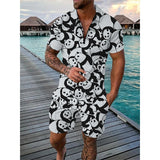 Men Cartoon Print Shorts Set