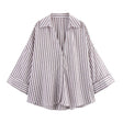 WideLine™ oversized striped shirt in summer white, loose fit design for women, casual and stylish blouse.
