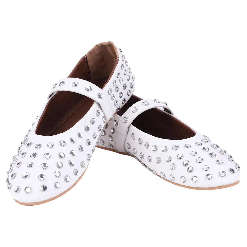 Women Crystal Ballerina Shoes Rhinestone Flats