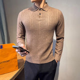 Men's Turn Down Collar Knit Sweater