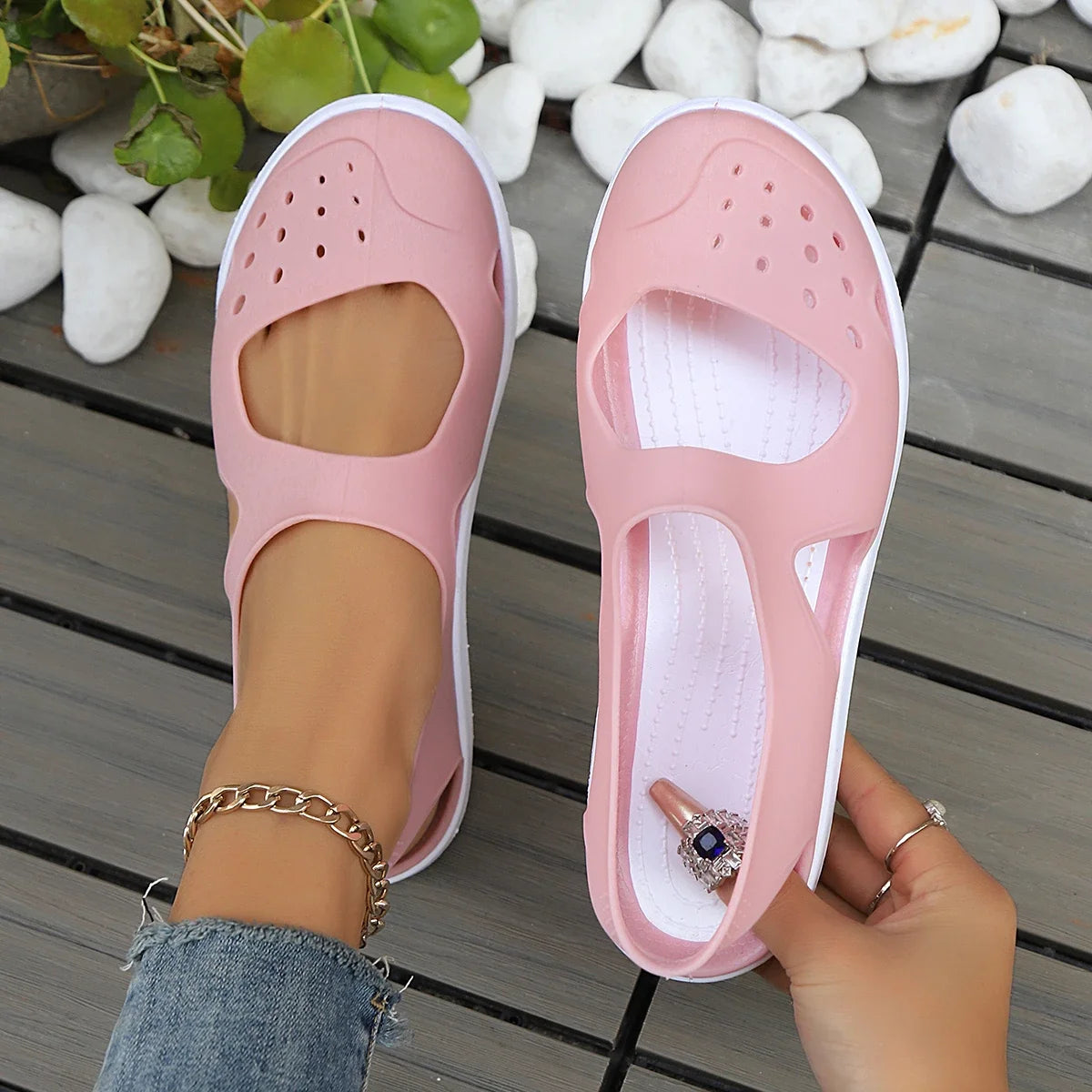 Women Plastic Flat Sandals Casual Espadrilles