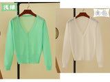 Korean V-Neck Cropped Cardigan Women's Sweater