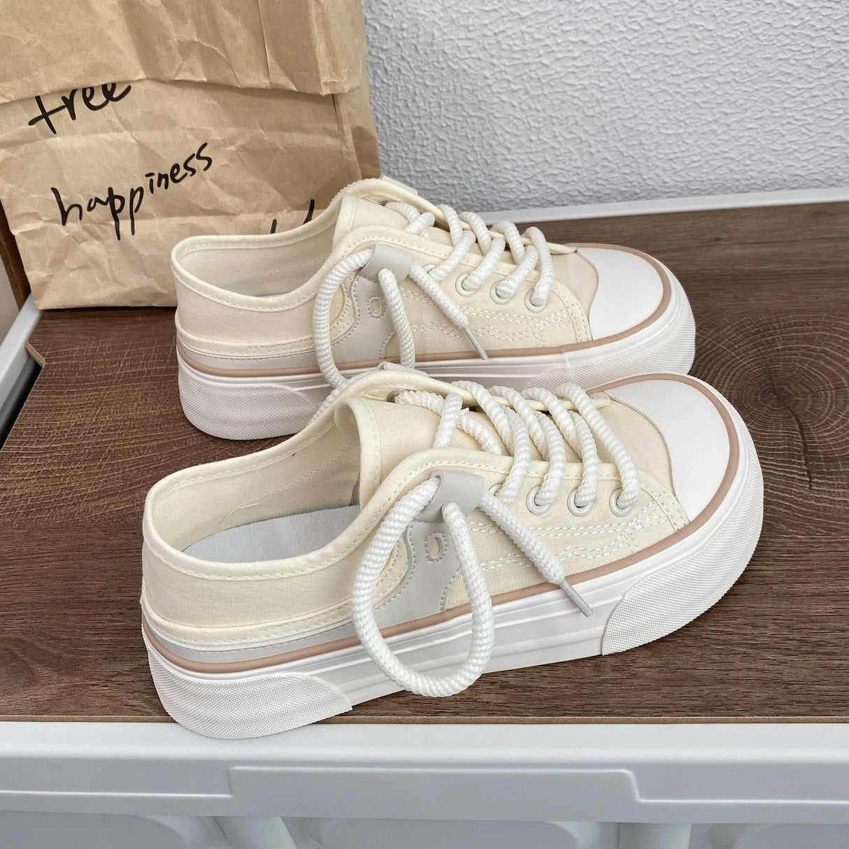 Women Canvas Sneakers Non Slip Lace Up Flats