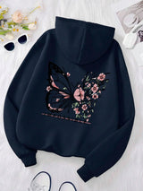 Rose Butterfly Graphic Hoodie