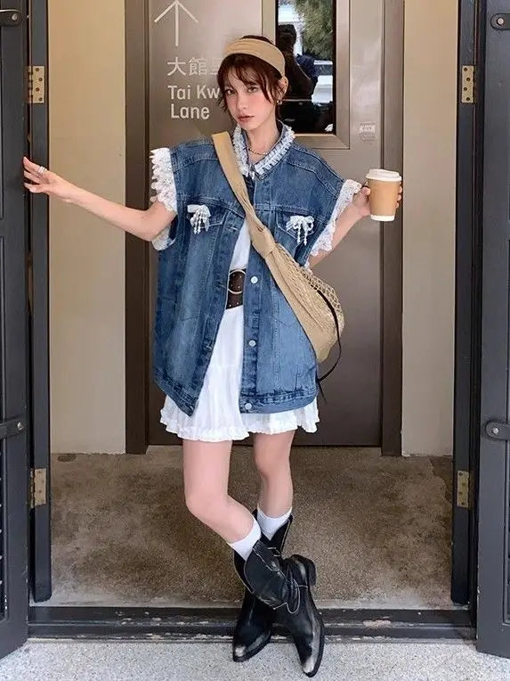 French Lace Denim Jacket