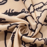 Close-up of swirl-patterned beige fabric, featuring a textured mesh design, ideal for a tube crop tank top.