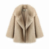 Neo Mint Gradient Faux Fur Oversized Women's Winter Coat