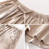 Women Cotton Linen High Waist Shorts