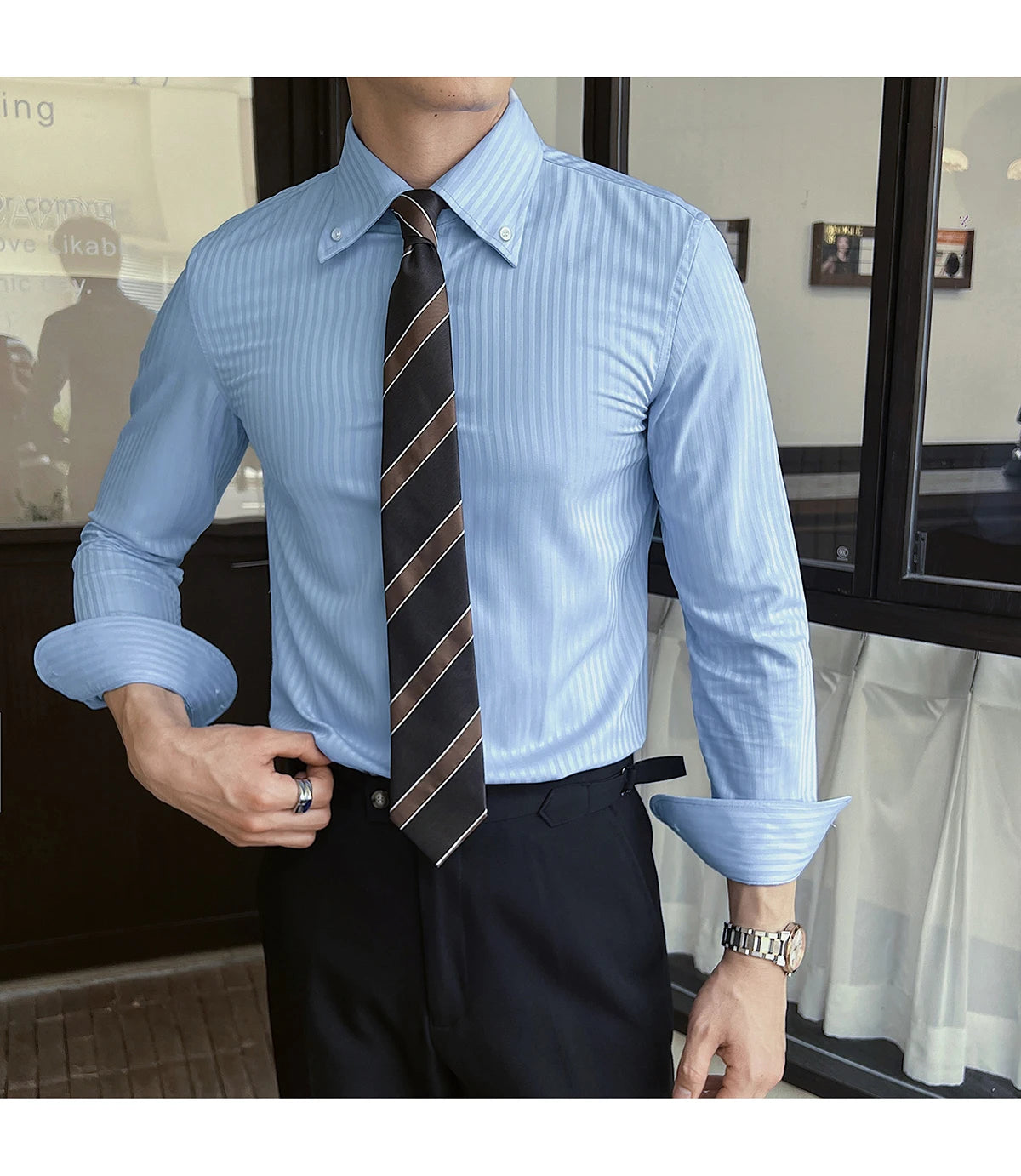 Men Slim Striped Shirt