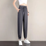 Women Ice Silk Drawstring Pants