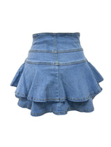 PatchSkirt™ – Ruched Pleated Denim Skirt (Streetwear, Button Detail)
