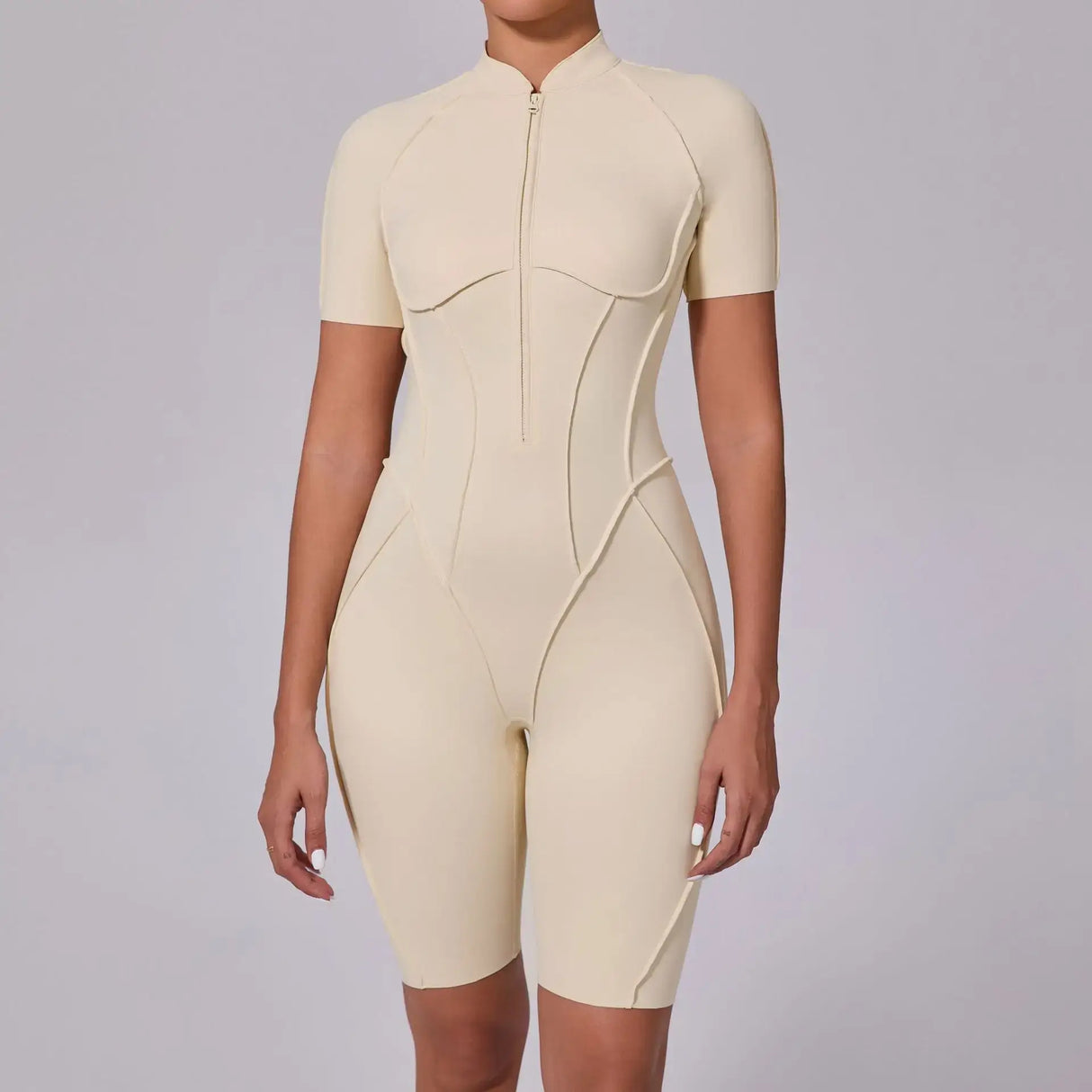 Women Sports Zipper Short Jumpsuit