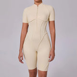 Women Sports Zipper Short Jumpsuit