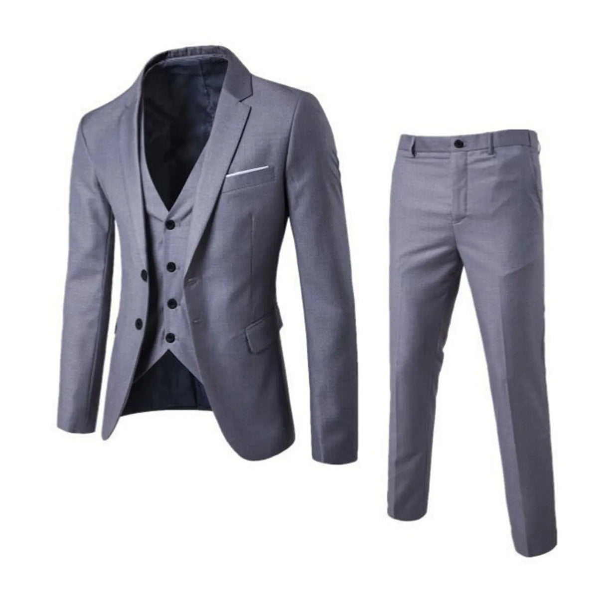 Men Slim Fit 3-Piece Formal Suit