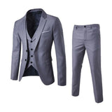 Men Slim Fit 3-Piece Formal Suit