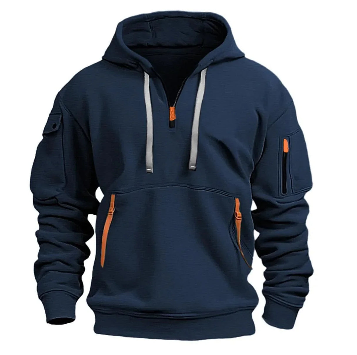 Men's Plus Size Hoodie – Streetwear Multi-Pocket