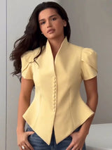 Elegant Women's Slim Waist Blazer Coat