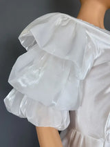 Women Satin Puff Sleeve Party Jumpsuit