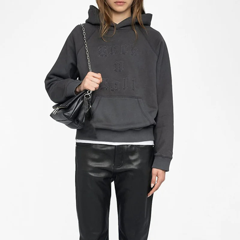 Letter Wings Fleece Hoodie