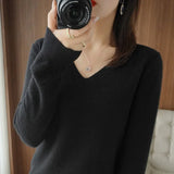 Women Slim Fit V-Neck Sweater