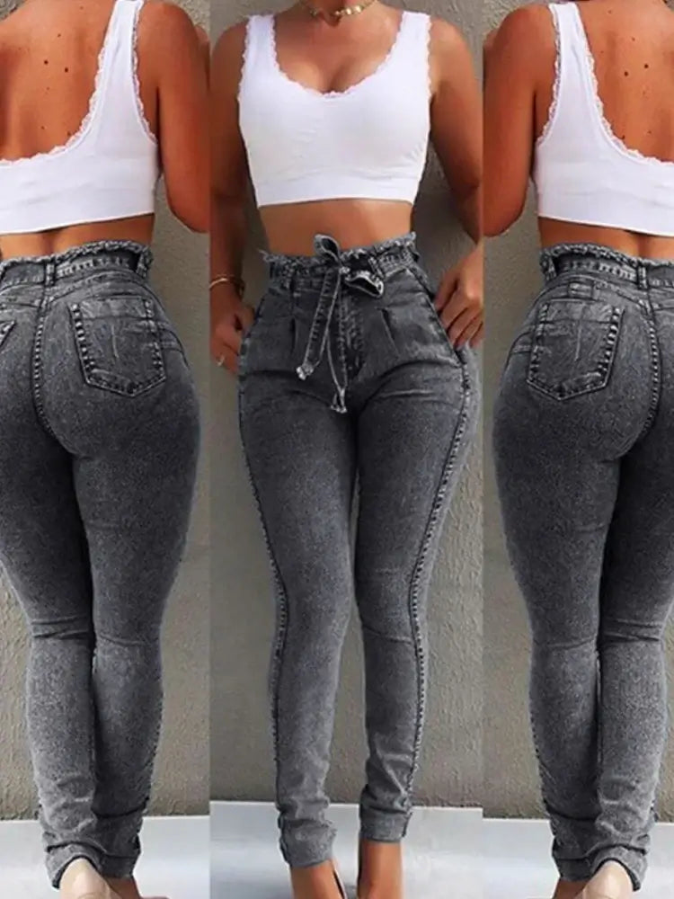 Women High Waist Skinny Stretch Jeans