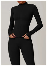 Seamless Women's Long Sleeve Yoga Jacket – Windproof Running Sports Top